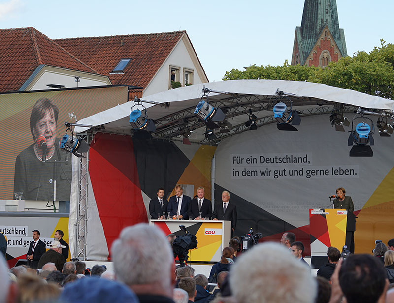 Merkel in Lingen. Afb. Hanco Jürgens