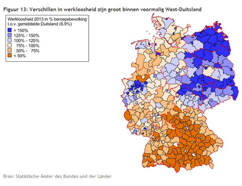 Werkloosheidsverschil Oost en West maar 3,5 procent