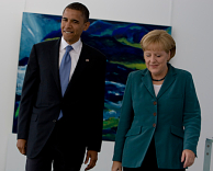 Obama en Merkel 24 juli in Berlijn. Afbeelding: Barack Obama, www.flickr.com