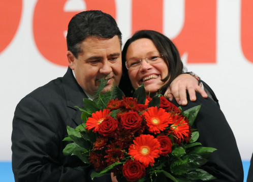 Gabriel en Nahles nieuw leidersduo SPD