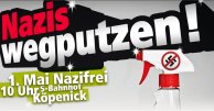 Nazi's wegpoetsen! De leus waarmee het linkse blok in Berlijn mensen oproept de NPD-bijeenkomst op 1 mei te ontregelen. Afbeelding: http://1-mai-nazifrei.tk