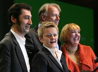 Het nieuwe leiderschapskwartet van de Groenen. vlnr: Cem Özdemir, Renate Künast, Jürgen Trittin en Claudia Roth. Afb: DPA/Picture Alliance